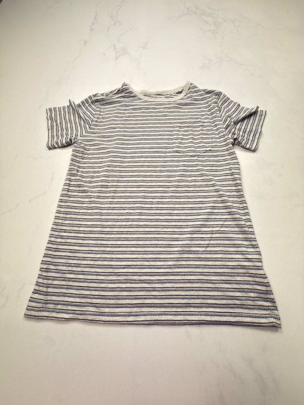 Cat & Jack Striped T Shirt White Navy Modern Loose Fit - Boys XL Husky